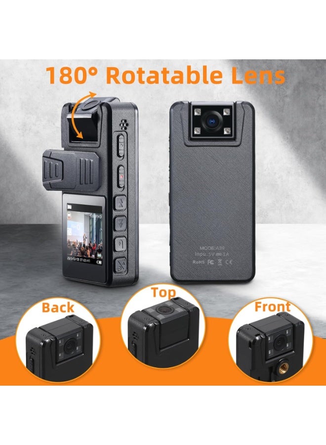 SOLARAE كاميرا جسم، كاميرا جسم بسعة 3000 مللي أمبير مع رؤية ليلية بالأشعة تحت الحمراء، كاميرا 1296 بكسل مثالية للمدنيين والمتنزهين وراكبي الدراجات - Image 4