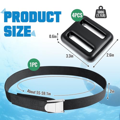 Tellegloww 4 Pcs 1.1 lb Dive Weights Belt for Scuba Diving Coated Dive Weights Nylon Dive Belt with Metal Quick Release Buckle for Free Diving Spear Fishing - Image 2