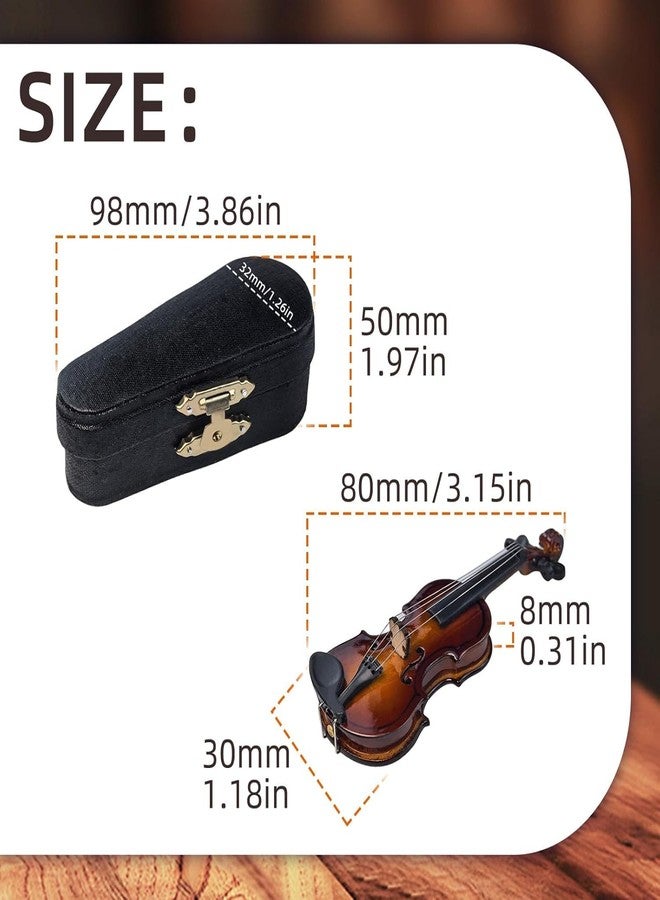 Flylin كمان مصغر خشبي مع حامل وقوس وحقيبة، آلة موسيقية مصغرة نموذج منزل دمى، نموذج كمان مصغر لتزيين المنزل أو المكتب في عيد الميلاد أو عيد الميلاد (3.15"x1.18"x0.59)  - Image 2