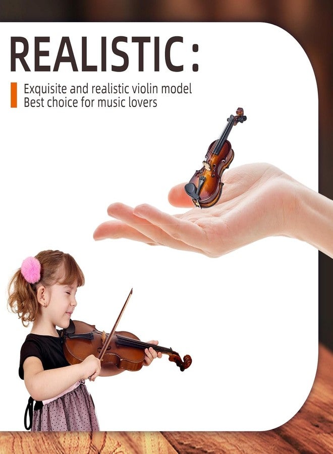 Flylin كمان مصغر خشبي مع حامل وقوس وحقيبة، آلة موسيقية مصغرة نموذج منزل دمى، نموذج كمان مصغر لتزيين المنزل أو المكتب في عيد الميلاد أو عيد الميلاد (3.15"x1.18"x0.59)  - Image 3