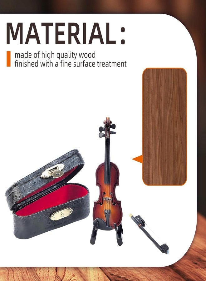Flylin كمان مصغر خشبي مع حامل وقوس وحقيبة، آلة موسيقية مصغرة نموذج منزل دمى، نموذج كمان مصغر لتزيين المنزل أو المكتب في عيد الميلاد أو عيد الميلاد (3.15"x1.18"x0.59)  - Image 5