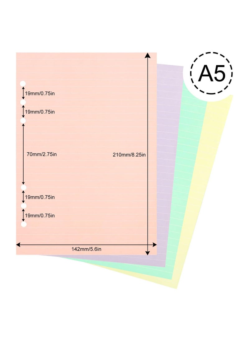A5 Loose Leaf Paper, A5 Binder Planner Inserts Paper,160 Sheets (320 Pages) 6-Hole Notebook Refills for 6-Ring Refillable A5 Ring Binder Notebook Planner, Lined Paper
