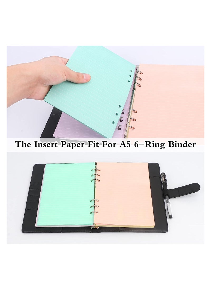 A5 Loose Leaf Paper, A5 Binder Planner Inserts Paper,160 Sheets (320 Pages) 6-Hole Notebook Refills for 6-Ring Refillable A5 Ring Binder Notebook Planner, Lined Paper