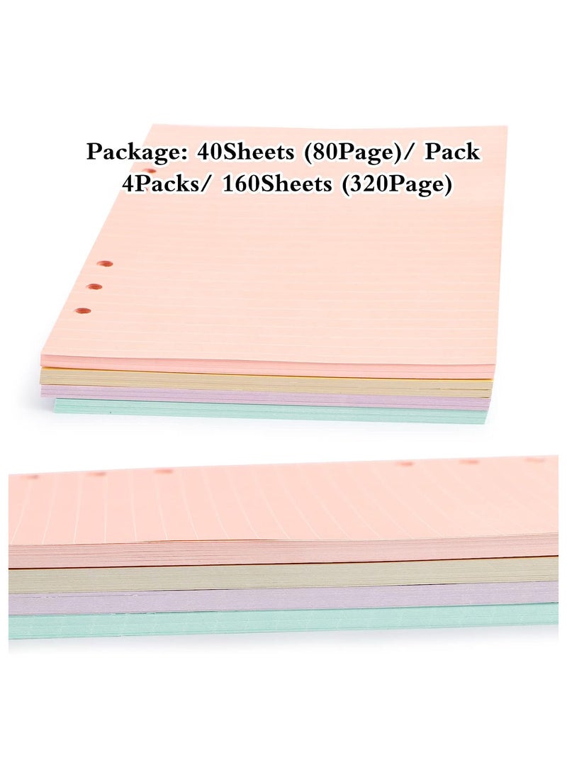 A5 Loose Leaf Paper, A5 Binder Planner Inserts Paper,160 Sheets (320 Pages) 6-Hole Notebook Refills for 6-Ring Refillable A5 Ring Binder Notebook Planner, Lined Paper