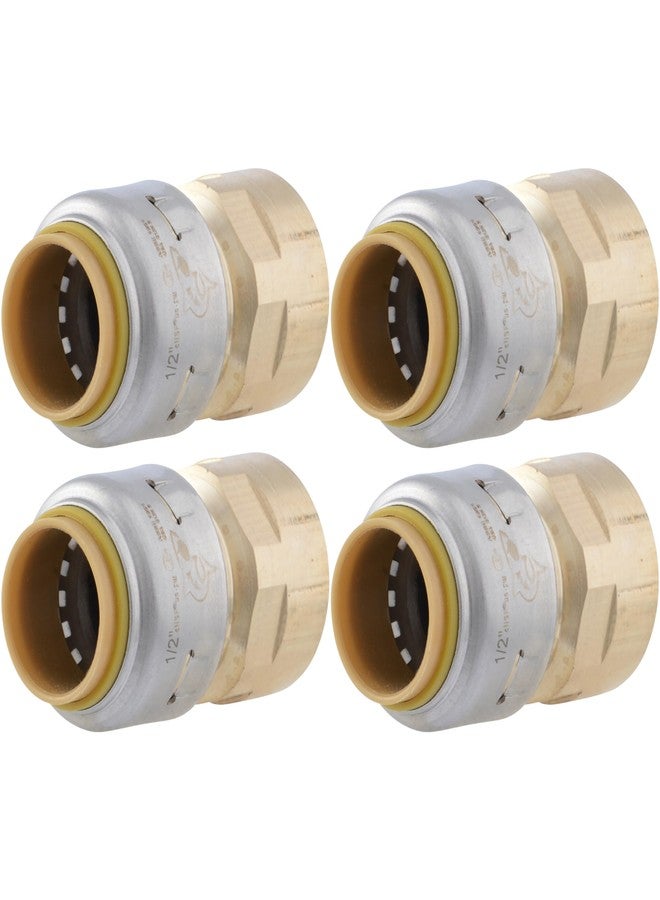 شارك بايت محول SharkBite Max مقاس 1/2 × 1/2 بوصة FNPT، عبوة من 4 قطع، وصلة سباكة نحاسية سهلة التوصيل، أنابيب PEX، نحاس، CPVC، PE-RT، HDPE، UR072A4 - Image 1