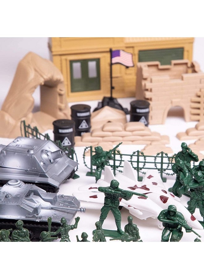Blue Panda 300 Piece Military Toys Plastic Army Men with Tanks, Planes, Flags and Accessories for Boys - Image 3