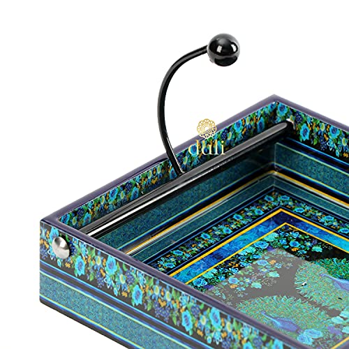 DULI Peacock Design Napkin Holder | Engineered Wood with Digital Print & Water-Resistant Lacquer | Elegant Table Decor | 19 x 19 cm | Made in India (2 Peacock) - Image 3
