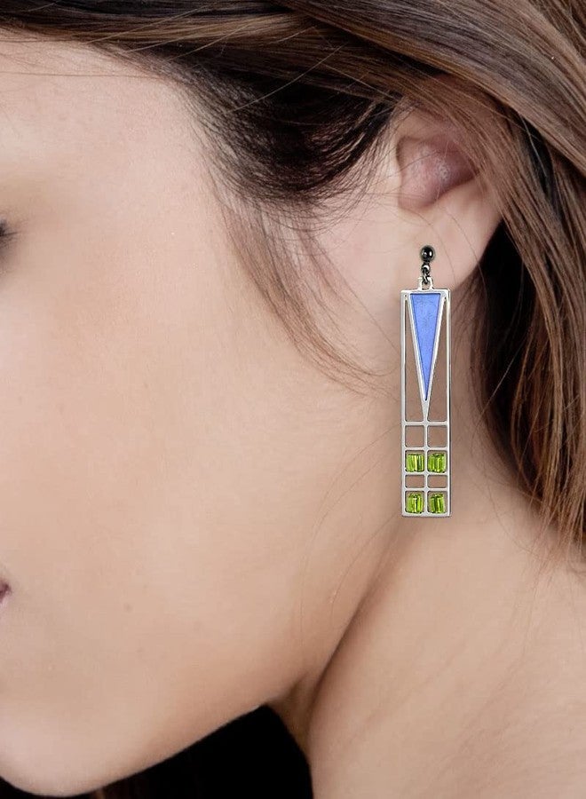 Frank Lloyd Wright Light Screen Blue Enamel Earrings - Image 3