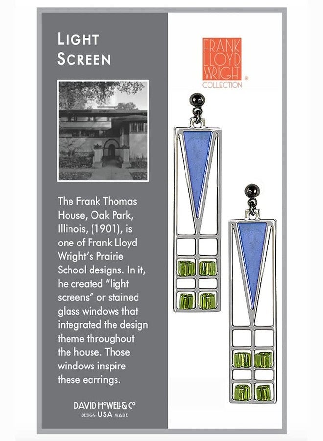 Frank Lloyd Wright Light Screen Blue Enamel Earrings - Image 2