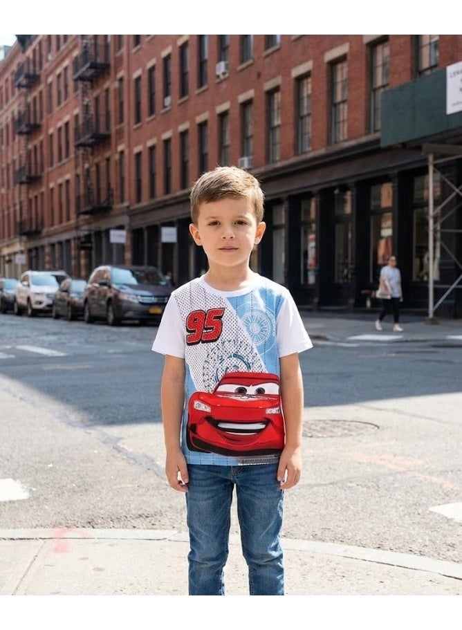 ديزني بيكسار كارز تيشيرت ديزني كارز لايتنينج ماكوين، قطن ١٠٠٪. من إنتاج كيدز تي في. - Image 3