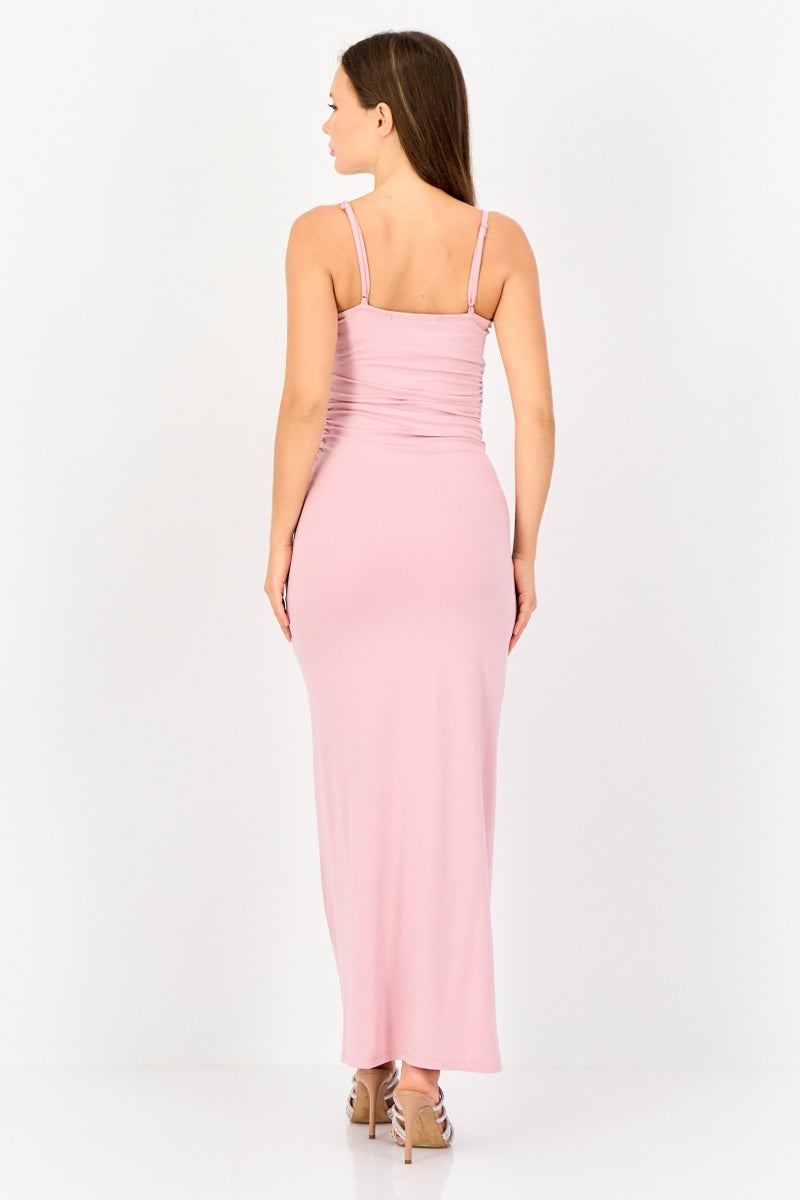 bebe Women Solid Maxi Dress, Pale Mauve  - Image 4