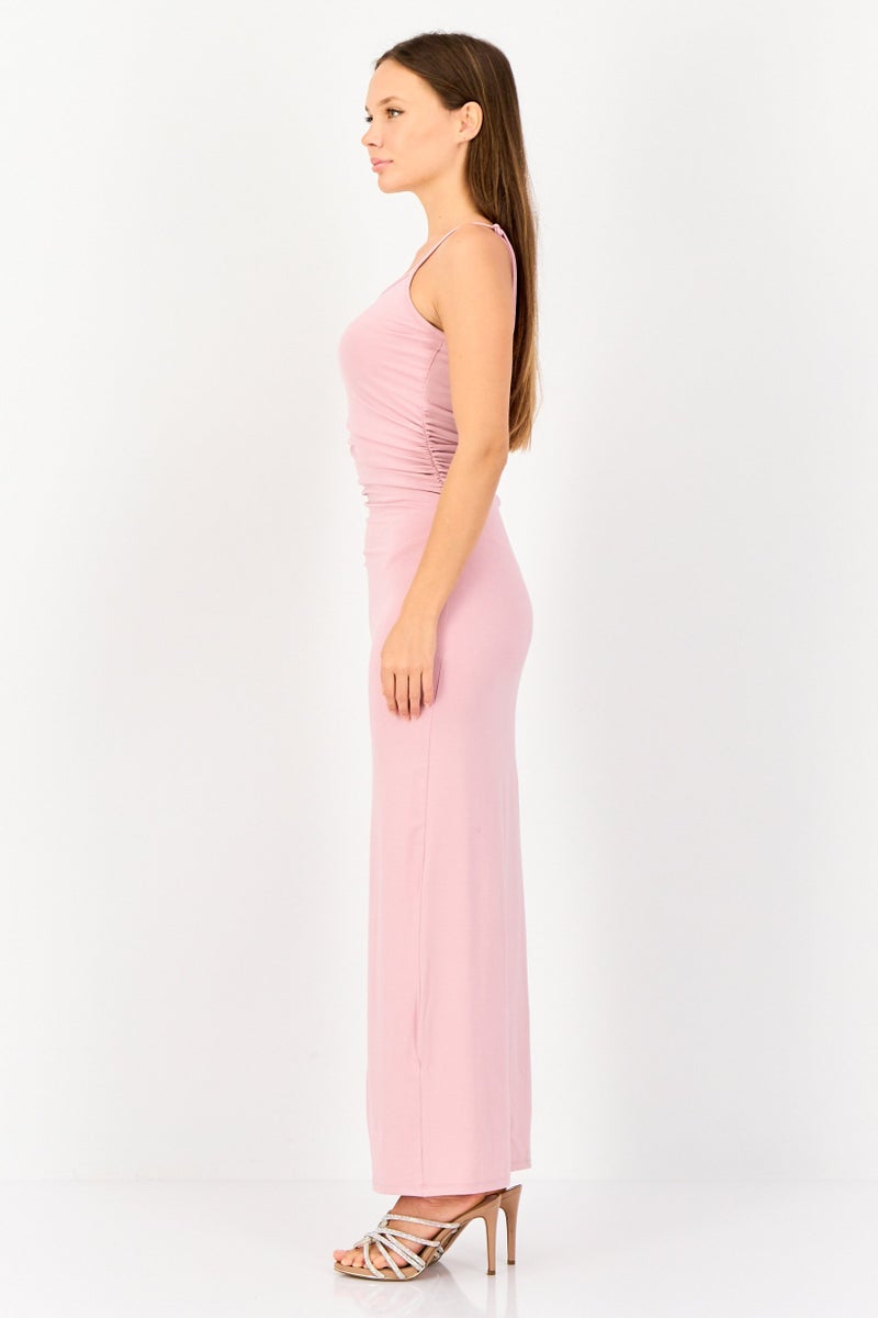 bebe Women Solid Maxi Dress, Pale Mauve  - Image 2