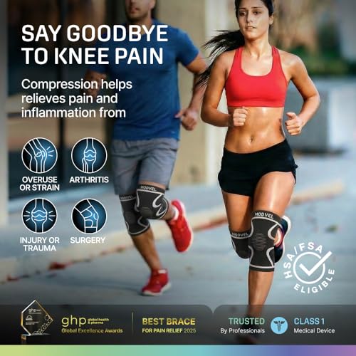 Modvel 2 Pack Knee Brace for Women Men Knee Support for Walking Knee Compression Sleeves for Pain Relief Knee Sleeves for Women Knee Sleeves for Men Knee Brace for Sports Workouts Arthritis - Image 3