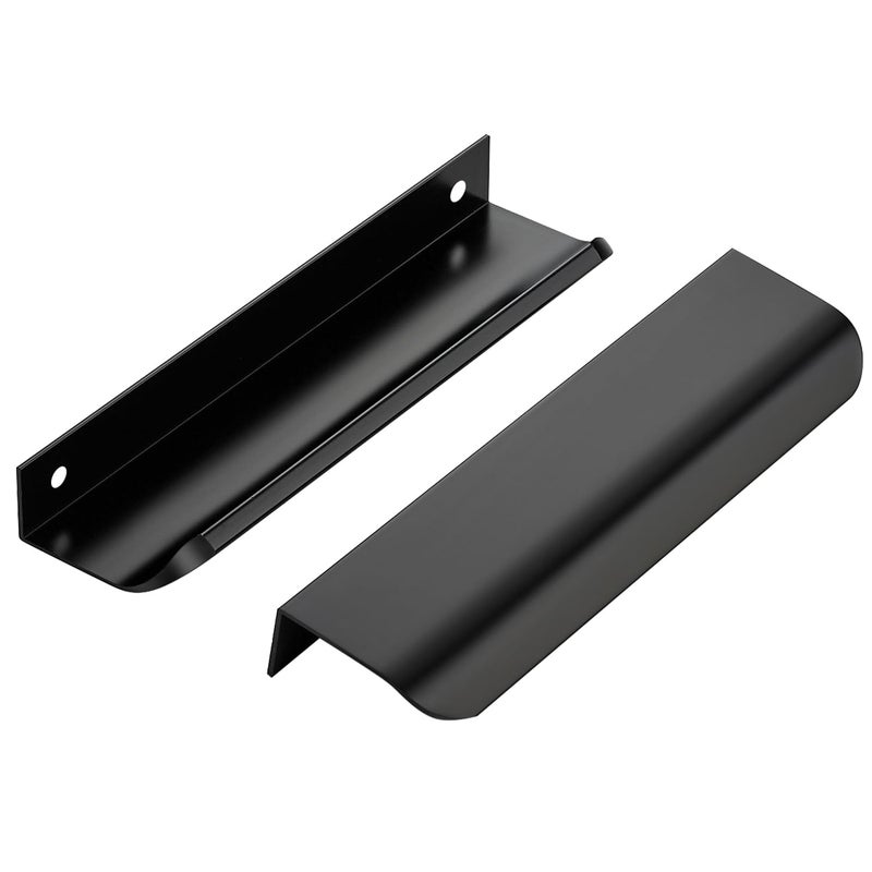 Ravinte Hardware 10 Pack Black Cabinet Handles 59 Inch 150mm Finger Edge Pulls 5 Inch Hole Center Finger Pulls for Cabinets