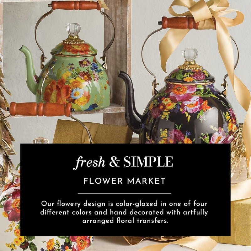 mackenzie childs وعاء سكر صغير مزود بغطاء من ماكنزي تشايلدز سعة 10 أونصات سوق الزهور البيضاء - Image 3