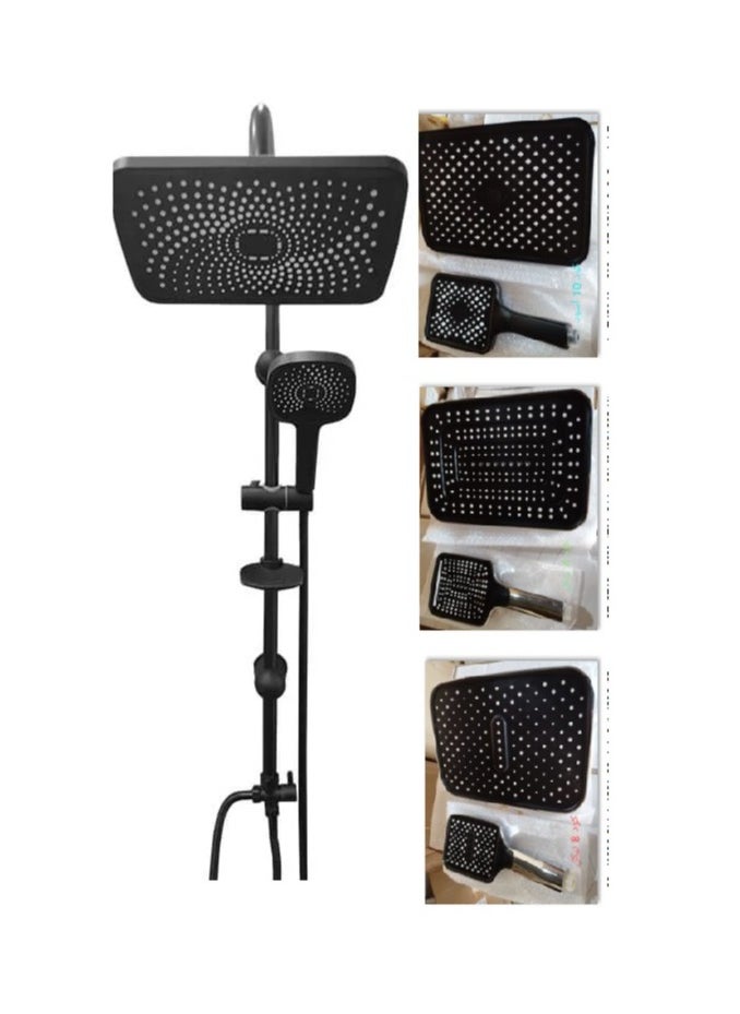 Generic - 9 Piece Shower Set - Shower Pan + Hand Shower + Shower Rod + 2 Stabilizer + Brake + Soap Dish + Long Hose + 50Cm Hose + Brass Shower Adapter - Image 1