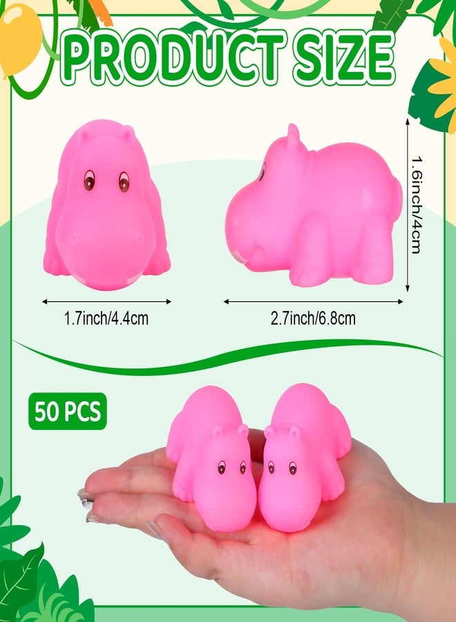 Youdaju 50 Pcs Rubber Hippo Baby Bath Toys Cute Floating Animal Bath Squirts Pink Hippo Bath Buddy Squirter Toys for Toddlers Fun Water Squirting Bathtime Play for Bathtub and Pool,Summer Beach Decor - Image 2