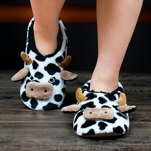 cosyone1997 Cow Slippers for Big Kids Soft Sole Indoor, Cute Animal Fuzzy House Slippers, Size 4–6 - Image 2