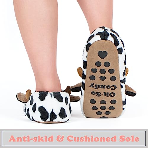 cosyone1997 Cow Slippers for Big Kids Soft Sole Indoor, Cute Animal Fuzzy House Slippers, Size 4–6 - Image 5