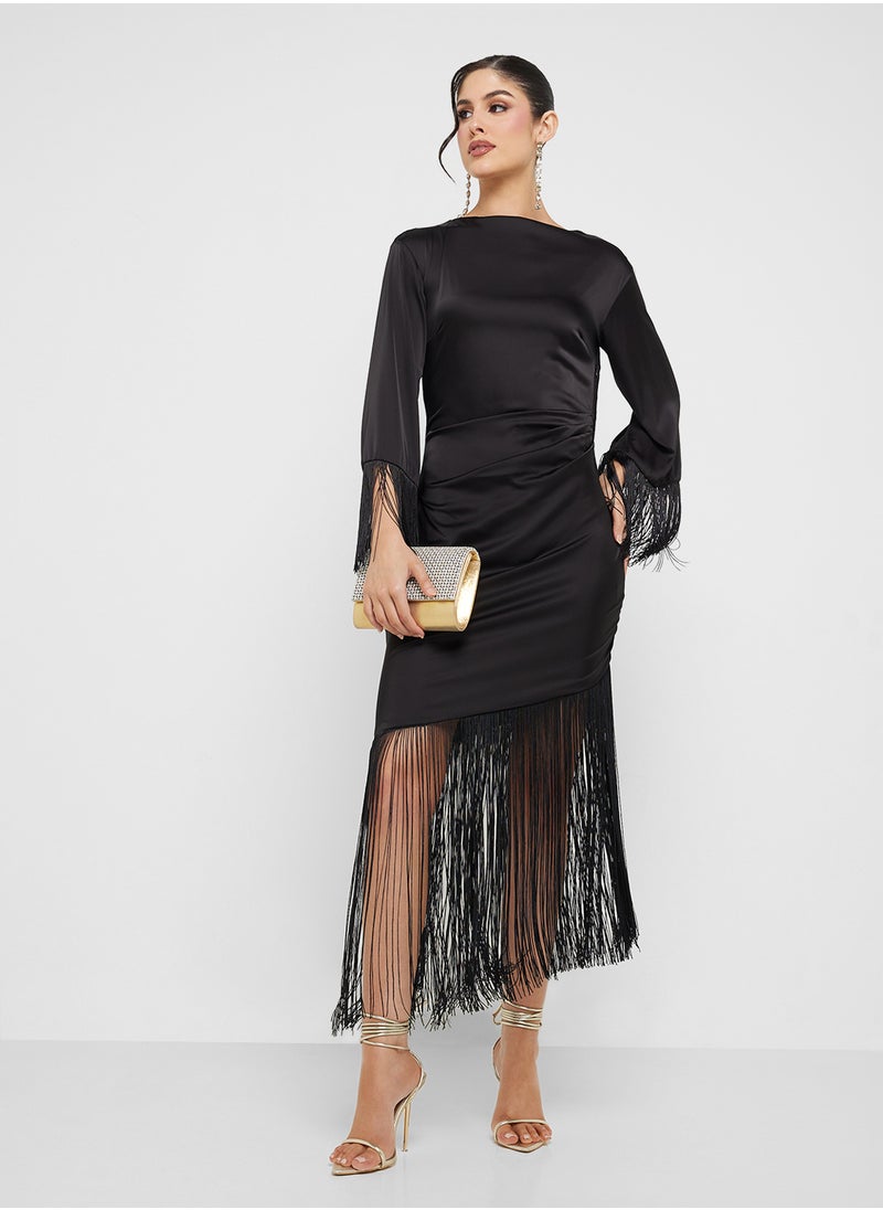 TFNC Long Sleeve Tassel Hem Dress  - Image 1