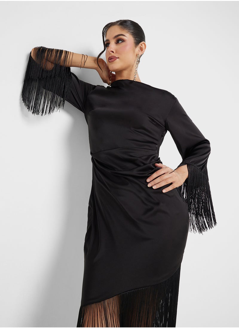 TFNC Long Sleeve Tassel Hem Dress  - Image 3