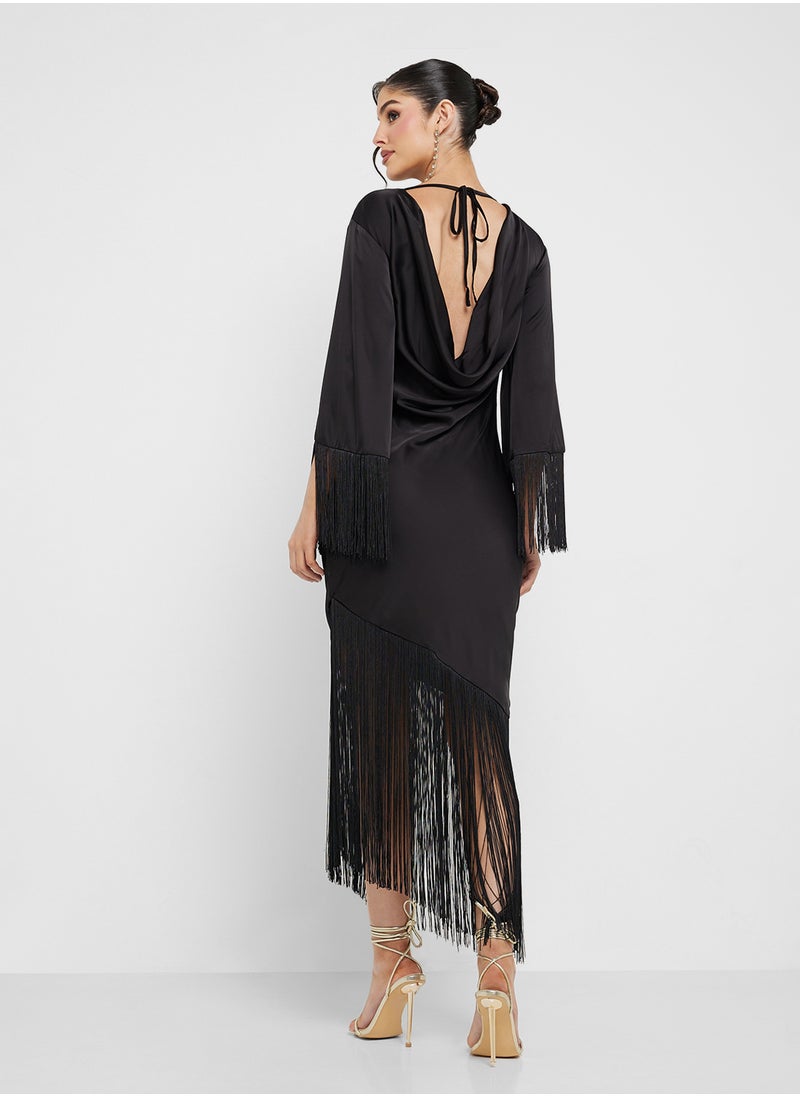 TFNC Long Sleeve Tassel Hem Dress  - Image 2