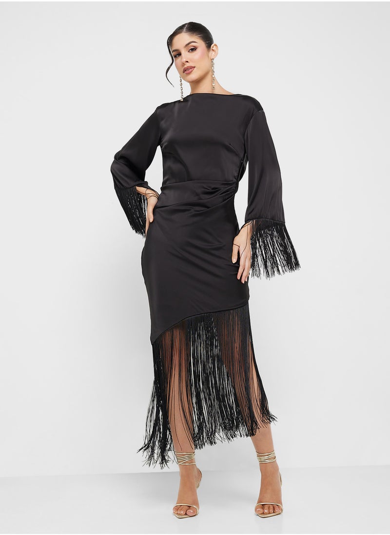 TFNC Long Sleeve Tassel Hem Dress  - Image 4