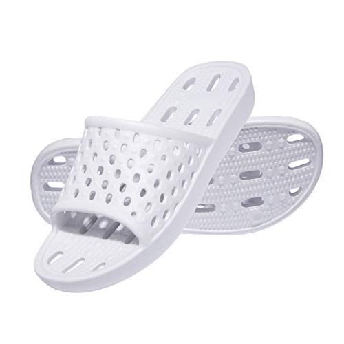 WOTTE Shower Sandals Women Quick Drying Bath Slippers Non Slip Dorm Shoes Size 9 White - Image 2