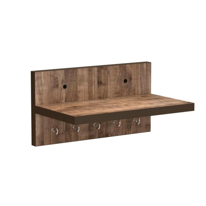 Flux flux Wooden Display Shelves Shelf, Trophies Plant Stand with Hooks for Wall, floting Wall Mounted Shelf Multipurpose Rack,showpiece Stand for Living Room,Lobby Decoration (Rosewood Rectangular)  - Image 1