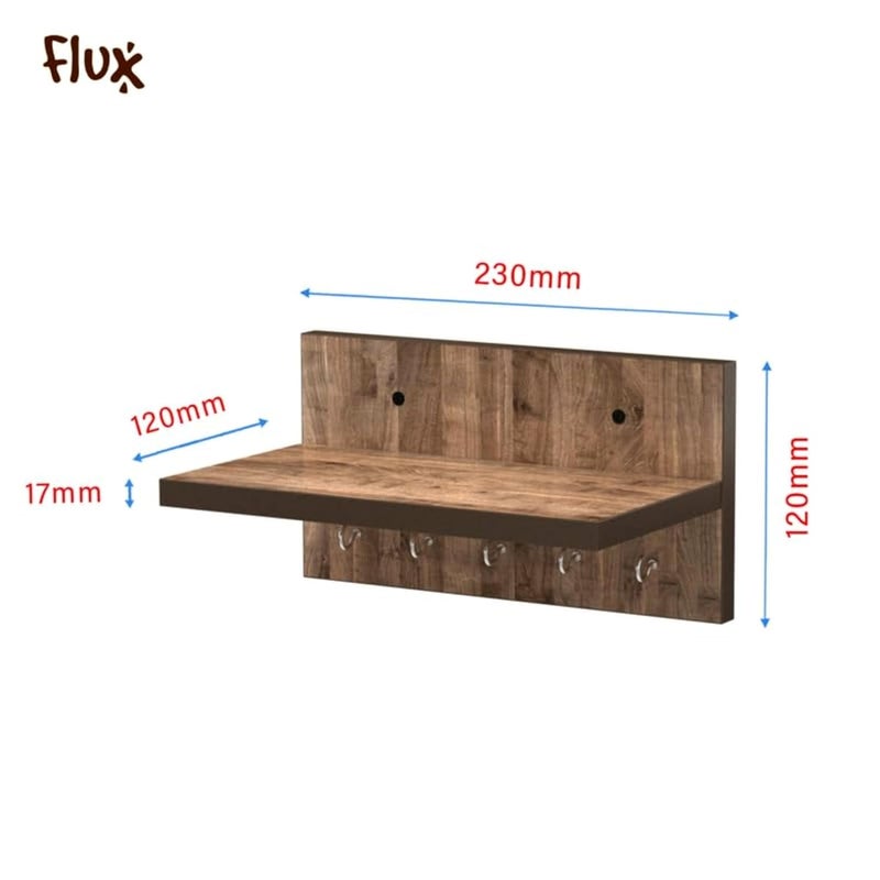Flux flux Wooden Display Shelves Shelf, Trophies Plant Stand with Hooks for Wall, floting Wall Mounted Shelf Multipurpose Rack,showpiece Stand for Living Room,Lobby Decoration (Rosewood Rectangular)  - Image 3