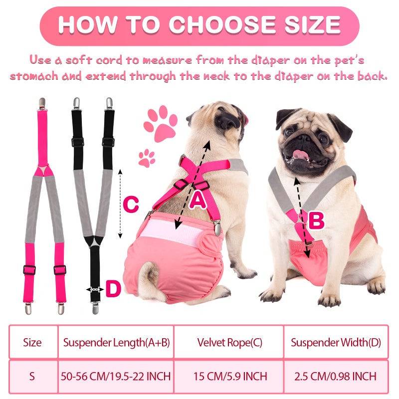 Saintrygo 2 Pcs Dog Suspenders for Diapers Female Male Belly Bands Canine Harness Keep Diaper on Your Pet for Small Medium and Large Dogs(Black, Pink,Small) - Image 4