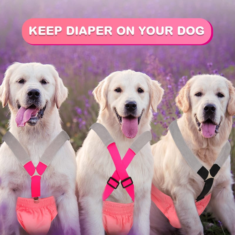Saintrygo 2 Pcs Dog Suspenders for Diapers Female Male Belly Bands Canine Harness Keep Diaper on Your Pet for Small Medium and Large Dogs(Black, Pink,Small) - Image 2