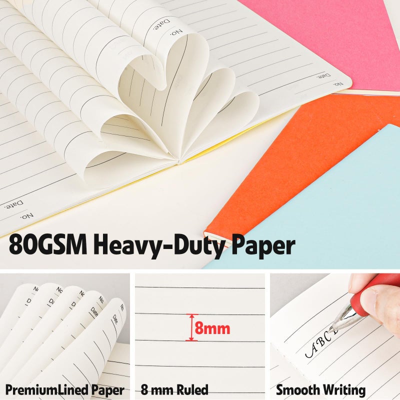 YesBes 100 Pack Small Lined Notepads Bulk, Mini Journal Pocket Notebooks Set 3.5 Inch x 5.5 Inch, Colored Cover Notebook Wide Ruled, 10 Colors 24 Sheets (48 Pages) for Traveler, Students, School Supplies - Image 5