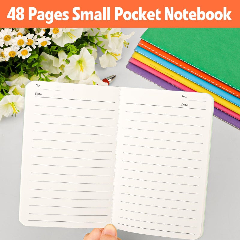 YesBes 100 Pack Small Lined Notepads Bulk, Mini Journal Pocket Notebooks Set 3.5 Inch x 5.5 Inch, Colored Cover Notebook Wide Ruled, 10 Colors 24 Sheets (48 Pages) for Traveler, Students, School Supplies - Image 4