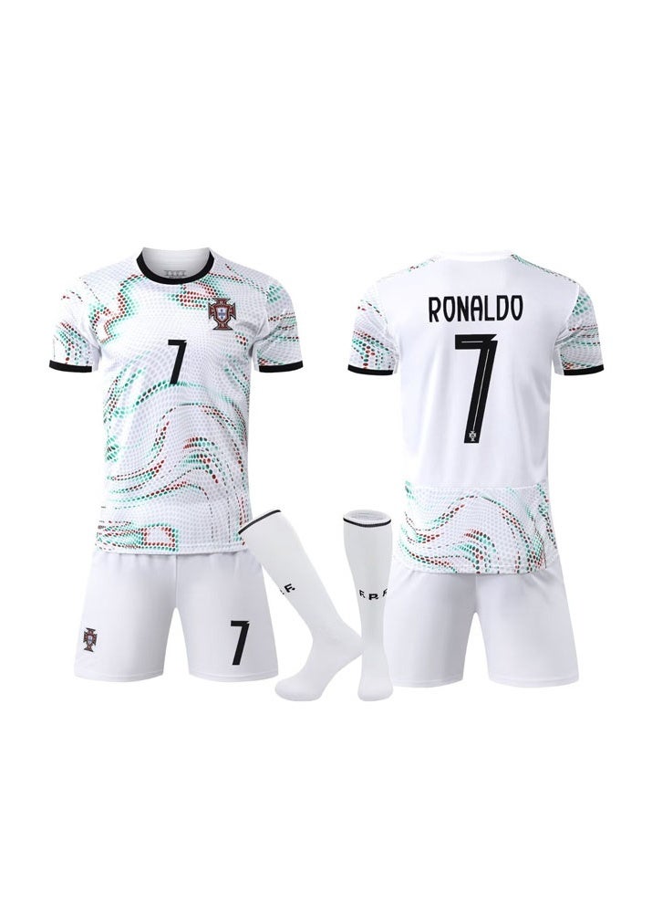 Ronaldo 2025-2026 كريستيانو رونالدو لكرة القدم جيرسي السراويل الجوارب طقم هدايا حجم الأطفال وحجم الكبار ، هدية للجماهير والأصدقاء - Image 1