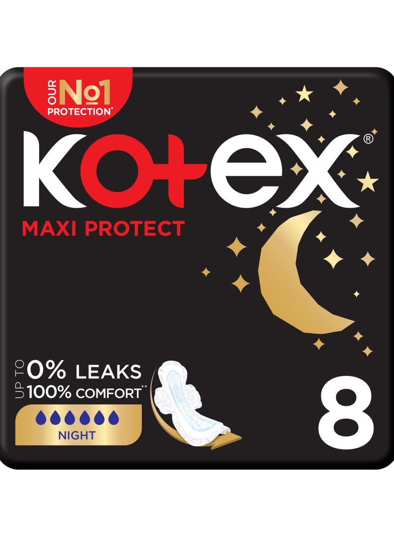 كوتكس 8 فوط صحية ماكسي تحمي فوط سميكة ، فوط صحية لحماية الليل بأجنحة