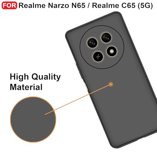 CEDO Back Cover for Realme Narzo N65 / Realme C65 (5G) | Camera Bump Protection & Inner Velvet Fabric Lining | Ultra Slim Matte Soft Rubberised Case Cover (Black) - Image 5