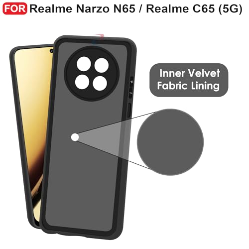 CEDO Back Cover for Realme Narzo N65 / Realme C65 (5G) | Camera Bump Protection & Inner Velvet Fabric Lining | Ultra Slim Matte Soft Rubberised Case Cover (Black) - Image 4