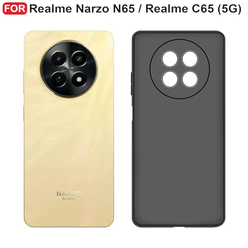 CEDO Back Cover for Realme Narzo N65 / Realme C65 (5G) | Camera Bump Protection & Inner Velvet Fabric Lining | Ultra Slim Matte Soft Rubberised Case Cover (Black) - Image 2