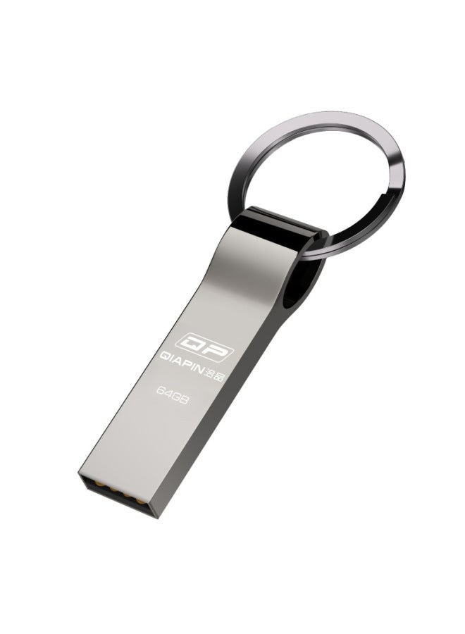Key Ring Metal U Disk Printed Logo Bidding Gift USB Flash Disk Ordered Key Ring U Disk 32G 64G 128G Wholesale-Color:Gunmetal Color-Capacity:USB2.0 8GB  - Image 1