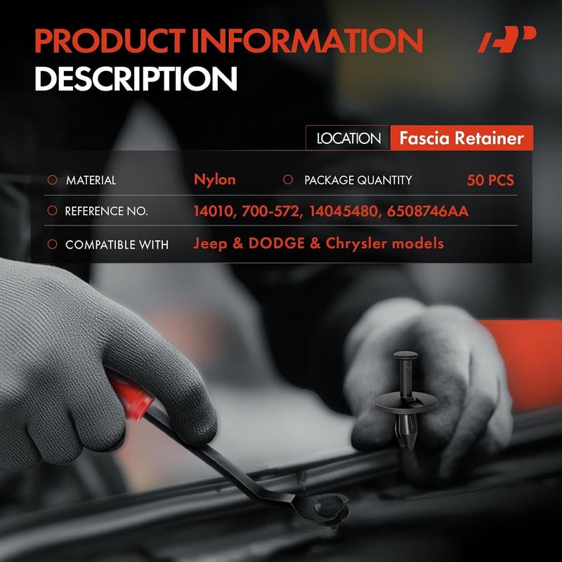 A-Premium 50PCS Nylon Retainer Clip Fasteners - Image 2