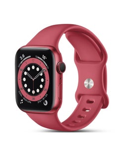 Generic Sport Band for Apple Watch 44mm 42mm 45mm 49MM, Soft Silicone Strap Replacement iWatch Bands for Apple Watch Sport Series 4/5/6/7/8/Se -   ( Red Color) M/L 