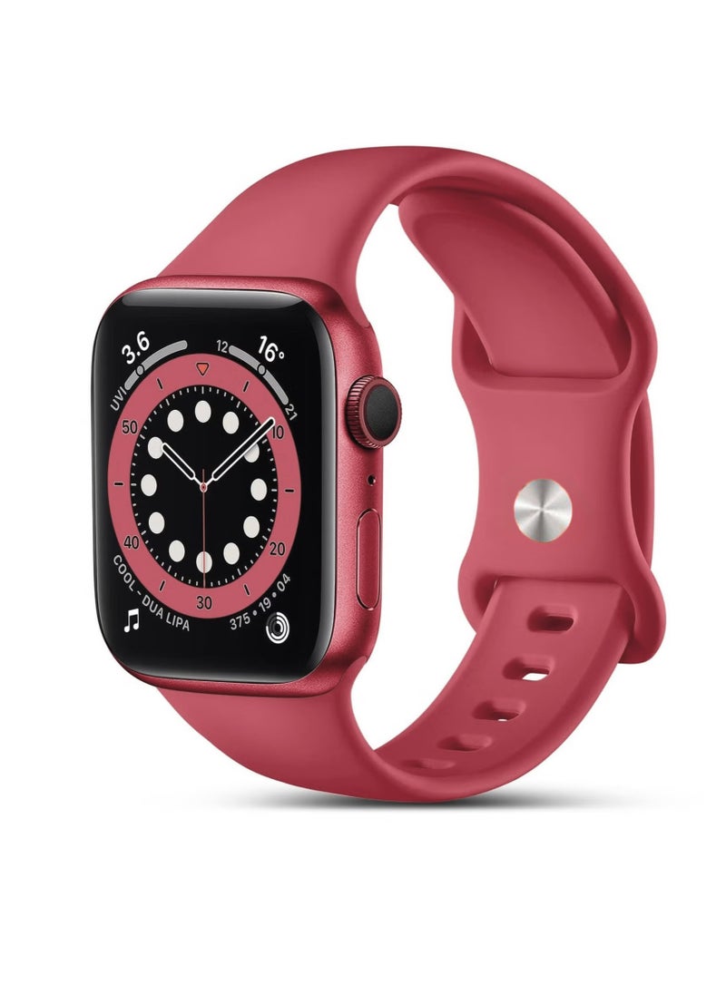 Generic - Sport Band for Apple Watch 44mm 42mm 45mm 49MM, Soft Silicone Strap Replacement iWatch Bands for Apple Watch Sport Series 4/5/6/7/8/Se -   ( Red Color) M/L - Image 1