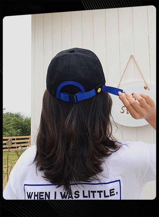 Joychic Korean Version Women Men Versatile Baseball Cap Spring Summer Autumn Smile Design Adjustable Sun Protection  Hat Suitable for Daily Outdoor Sports Black  - Image 2