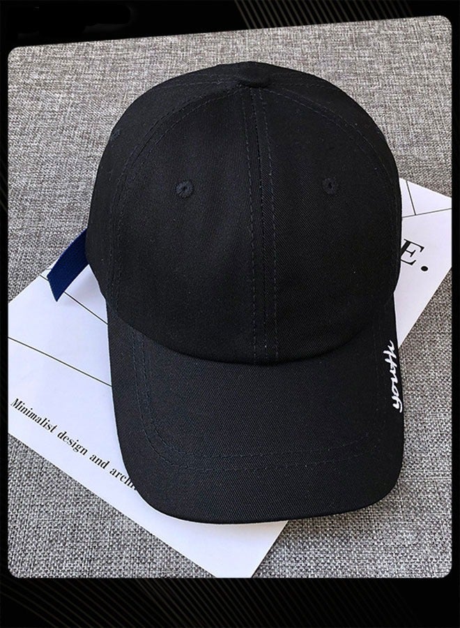 Joychic Korean Version Women Men Versatile Baseball Cap Spring Summer Autumn Smile Design Adjustable Sun Protection  Hat Suitable for Daily Outdoor Sports Black  - Image 3