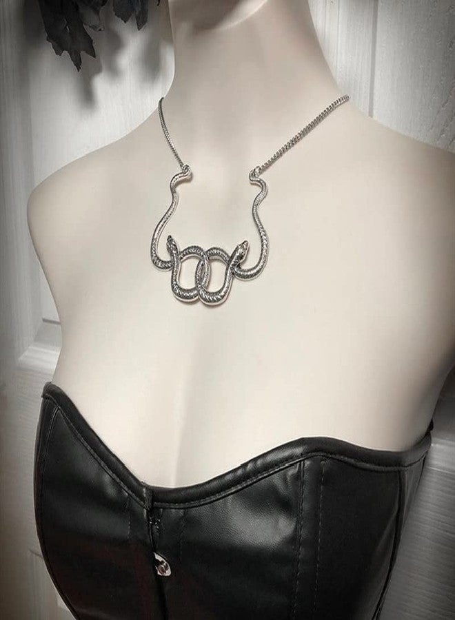 INENIMARTJ Snake Choker Necklaces Goth Serpent Necklace Cuban Link Chain Snakes Necklace for Women Hypoallergenic Bib Collar Snake Accessories Jewelry - Image 3