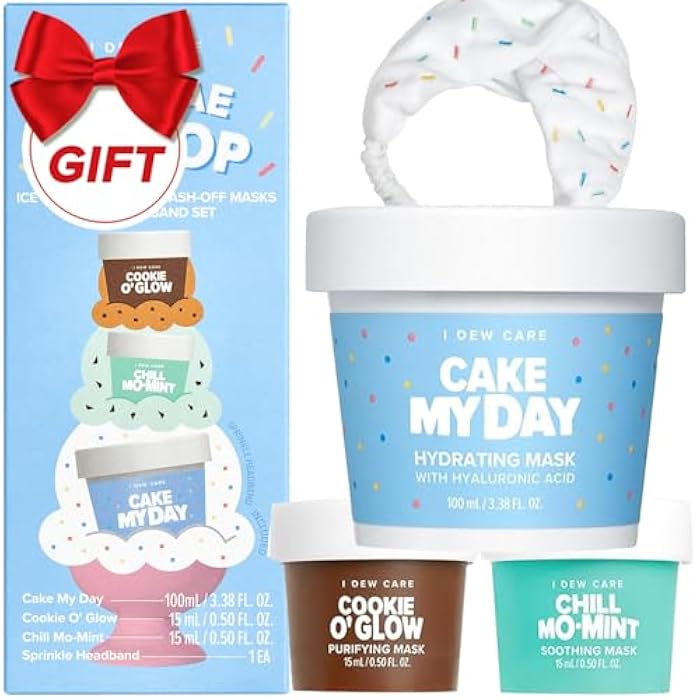 I DEW CARE مجموعة ماسك الوجه القابل للغسل من I DEW CARE - Sundae Scoop | مجموعة العناية بالبشرة للفتيات والمراهقات، مجموعة ماسكات الوجه، مرطبة ومهدئة، مرطبة، حمض الهيالورونيك، صغيرة للسفر، هدايا للجراب، هدايا للفتيات المراهقات - Image 1