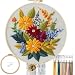 FONNUY Floral Embroidery Kit for Beginners Colorful Flowers PreStamped Pattern Kits for Adults with Hoop Thread Needlework 8 Hoop Zinnia - Image 2