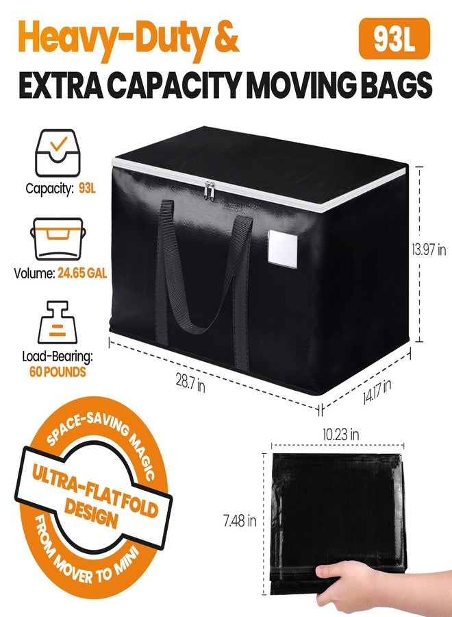 StoreHappily Heavy-Duty & Extra Capacity Moving Bags with Backpack Straps, Storage Totes with Double Zipper & Strong Handles, Packing Bags Alternative to Moving Boxes, Moving Supplies (6 Pack, Black) - Image 2