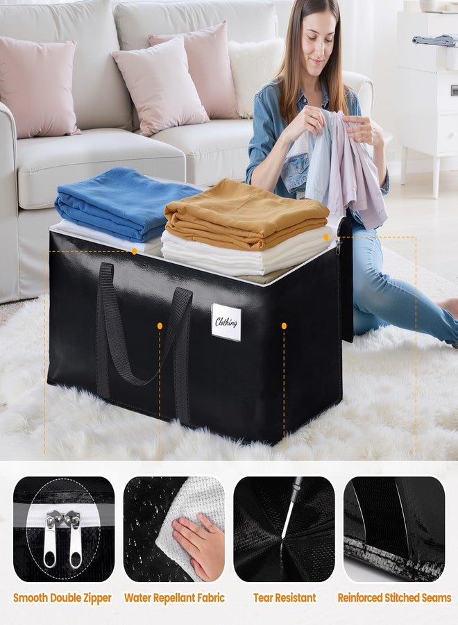 StoreHappily Heavy-Duty & Extra Capacity Moving Bags with Backpack Straps, Storage Totes with Double Zipper & Strong Handles, Packing Bags Alternative to Moving Boxes, Moving Supplies (6 Pack, Black) - Image 4